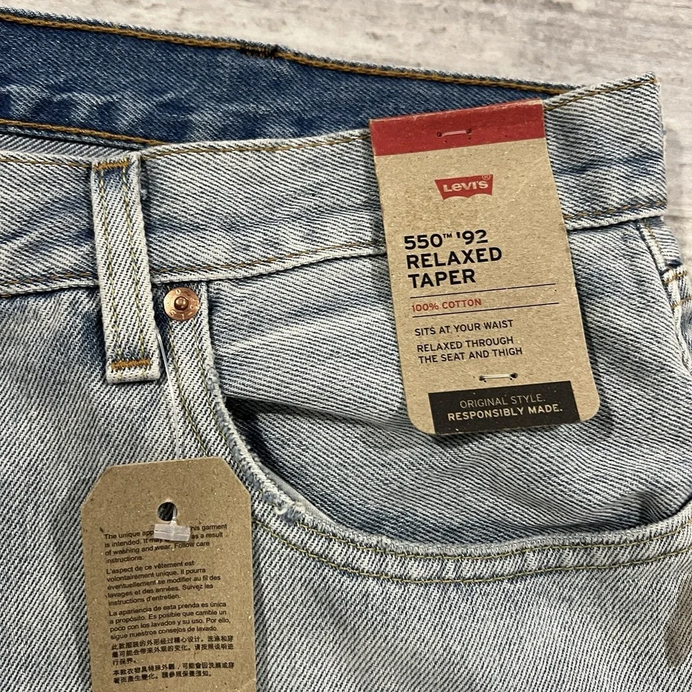 New! Levi's 550 '92 Jeans Relaxed Taper Mens 38X30 Distressed Retro Paint $79.50